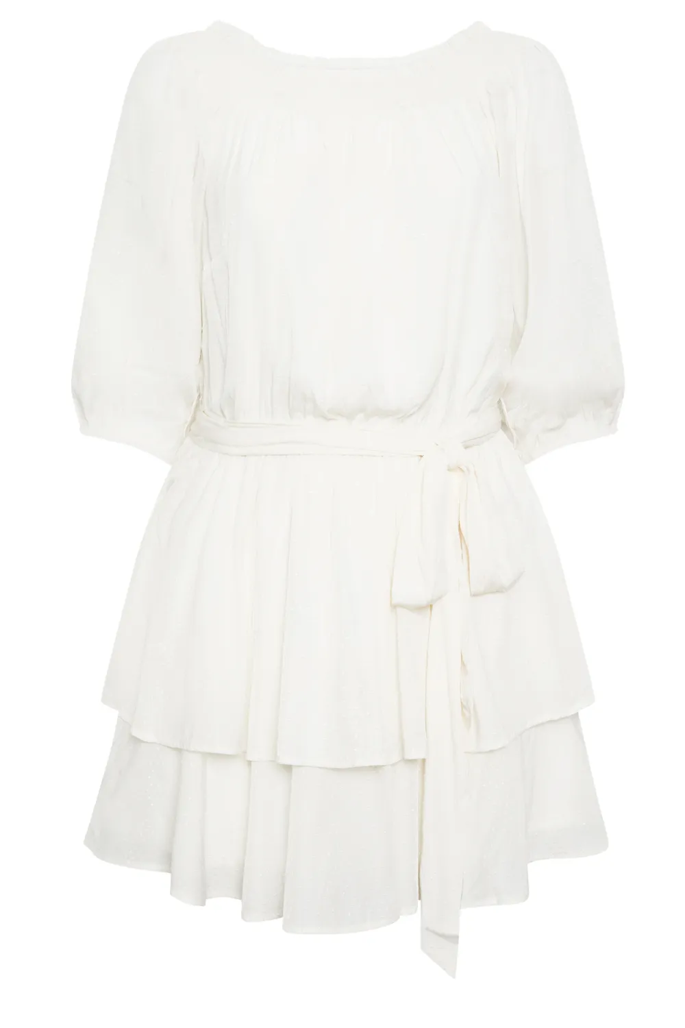 Evans White Bardot Ruffle Mini Dress