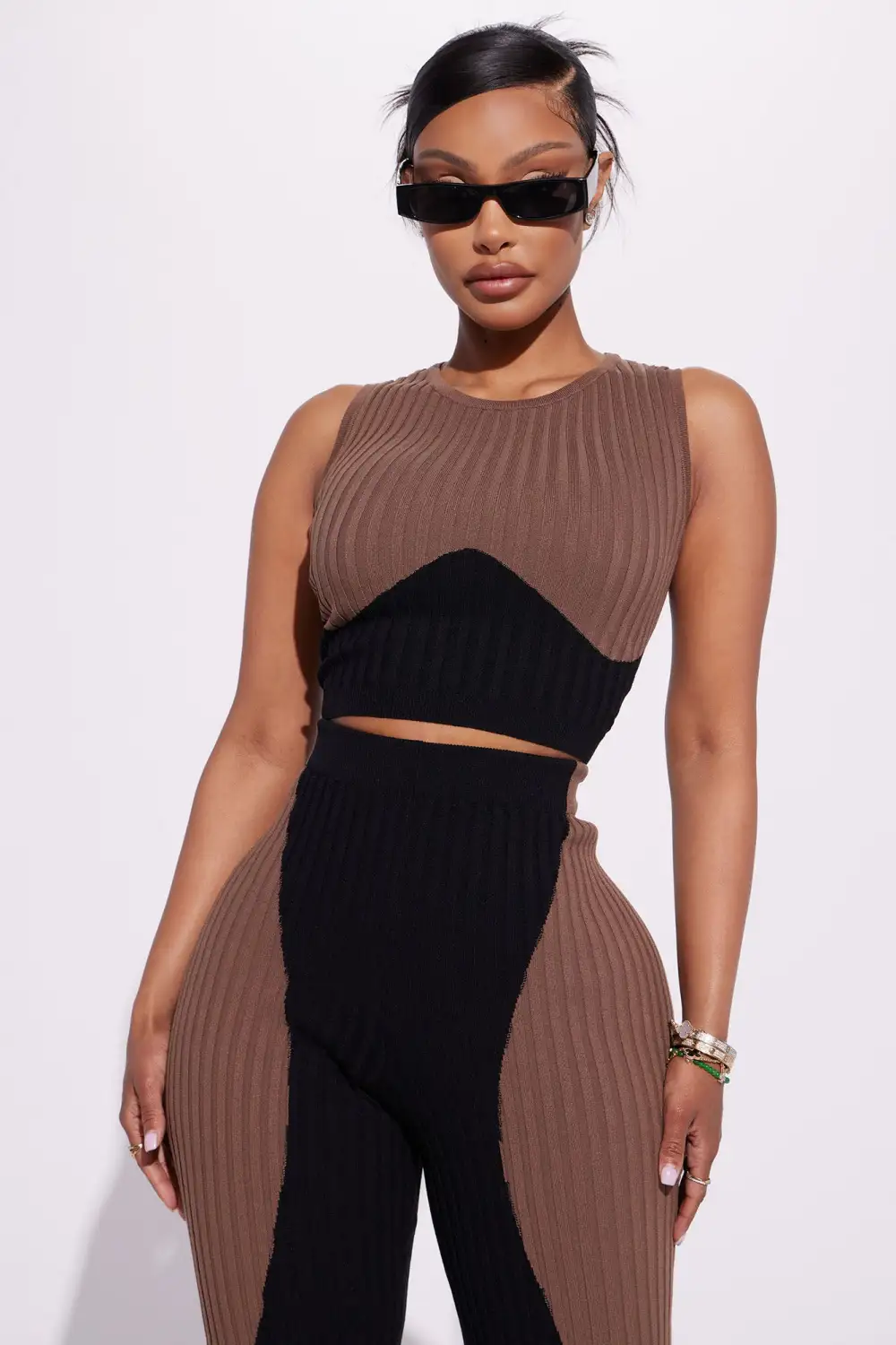 Wavy Days Sweater Pant Set - Black/Brown