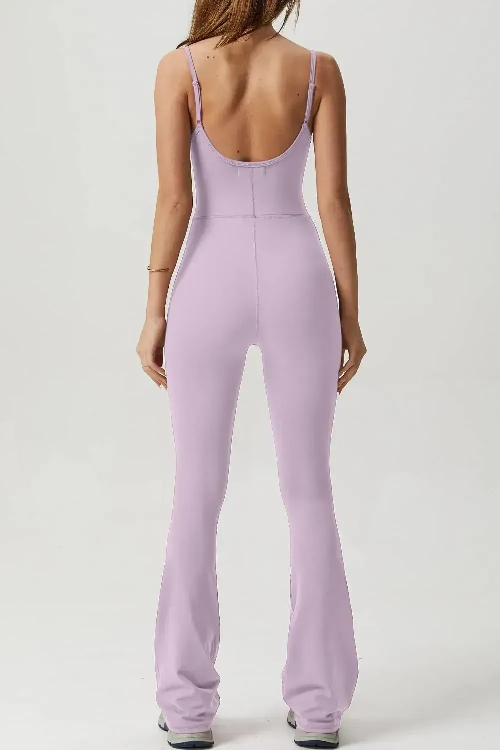 Flare Jumpsuits for Women Spaghetti Straps Scoop Neck Bodycon Full Length Casual Unitard Playsuit