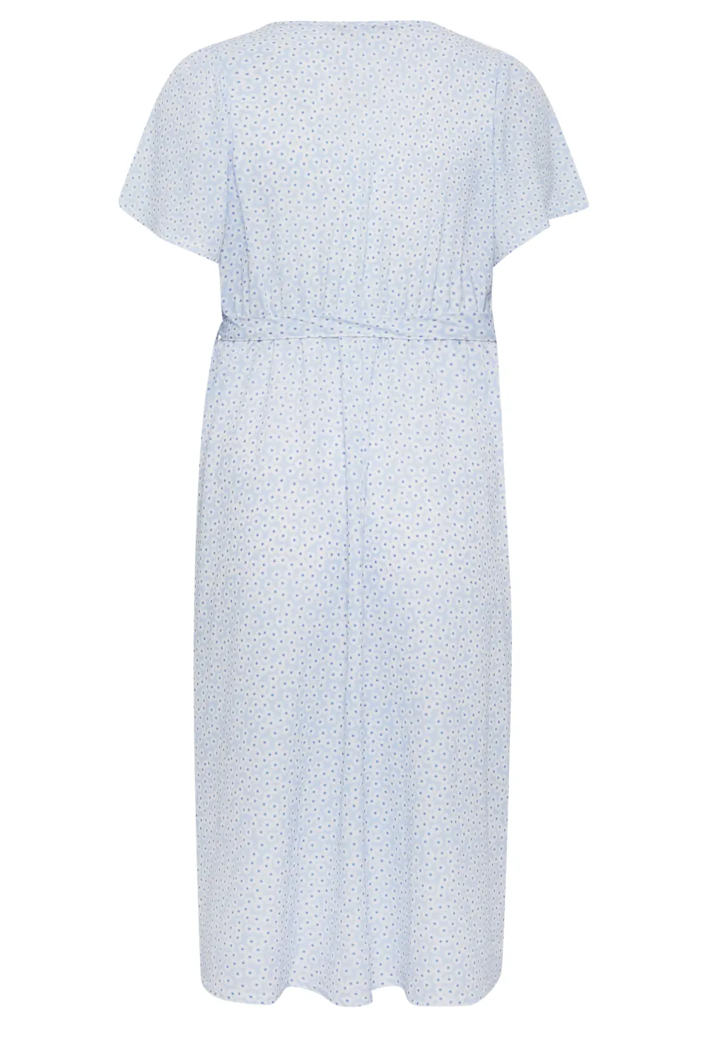 YOURS Curve Blue Ditsy Floral Print Wrap Dress