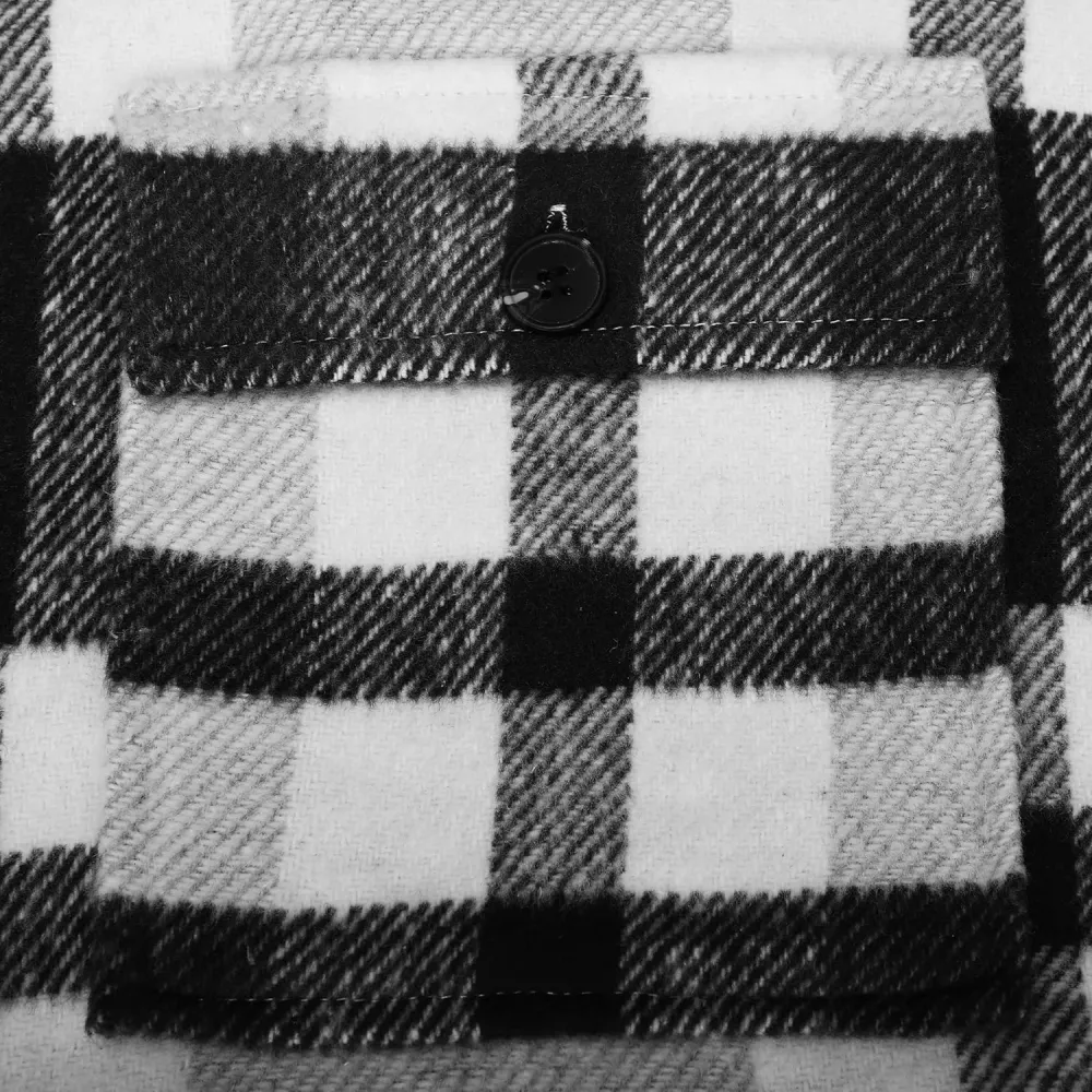 Women's Flannel Plaid Shacket Long Sleeve Button Down Chest Pocketed Shirts Jacket Coats