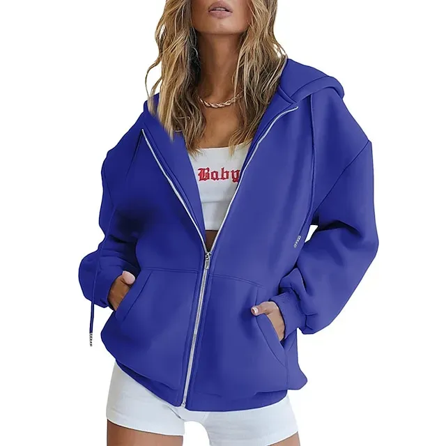 Hooded Drawstring Women's Jacket Long Sleeve Hooded Sweatshirt Athletic Warm Casual Breathable Moisture Wicking Running Sports Training Hiking Sportswear