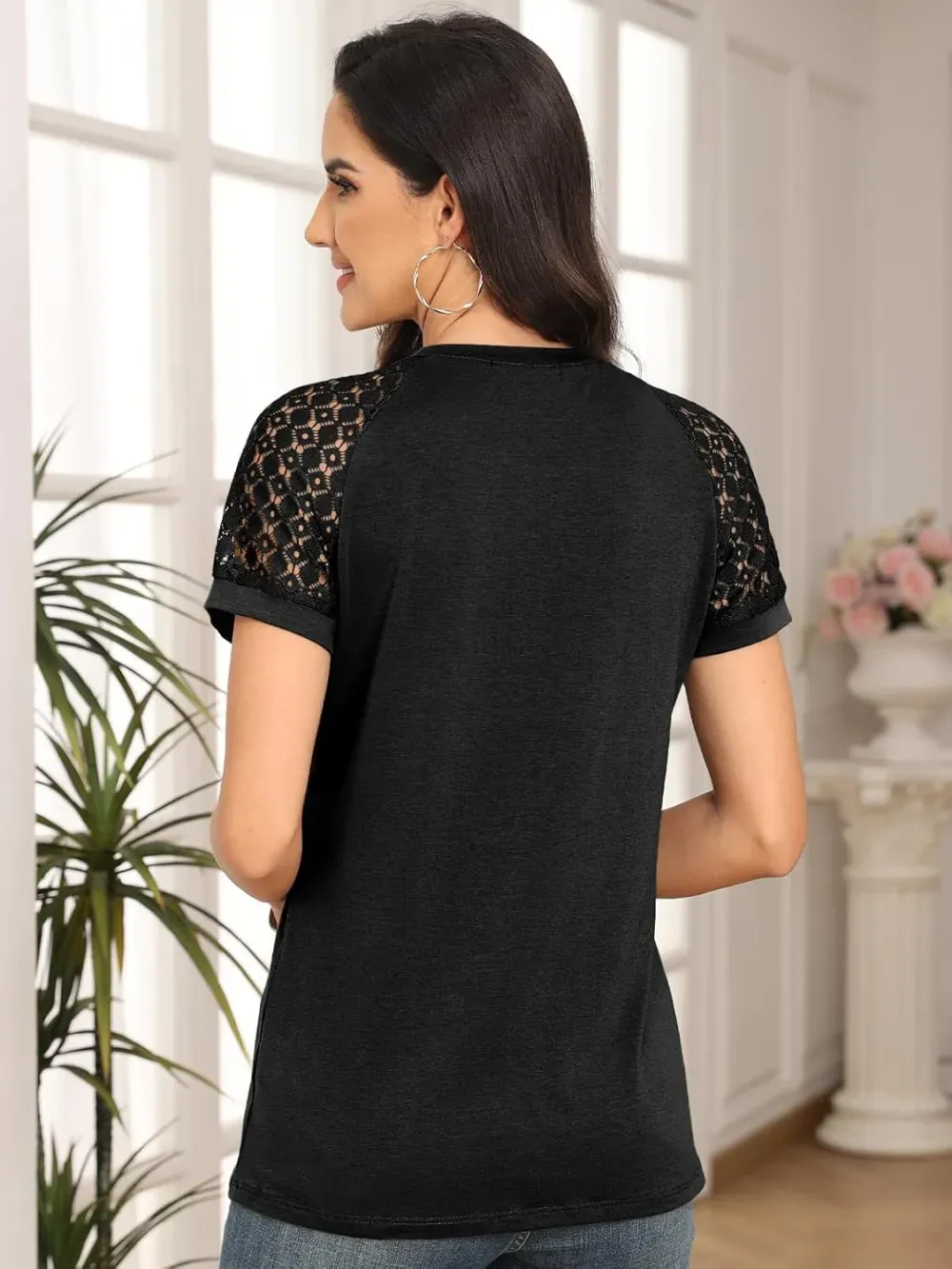 AUTOMET Womens Tshirts Trendy Fashion Tops Lace Short Sleeve Business Tee Shirts Casual Knitted Blouses Summer Outfits 2024