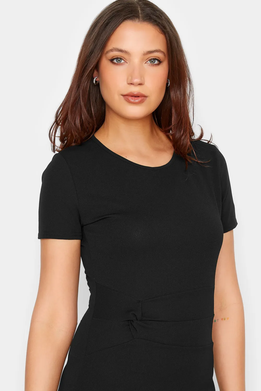LTS Tall Black Twist Midi Dress