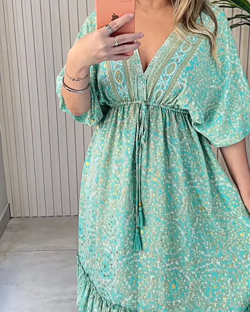 Women's Printed PatternV Neck Dress