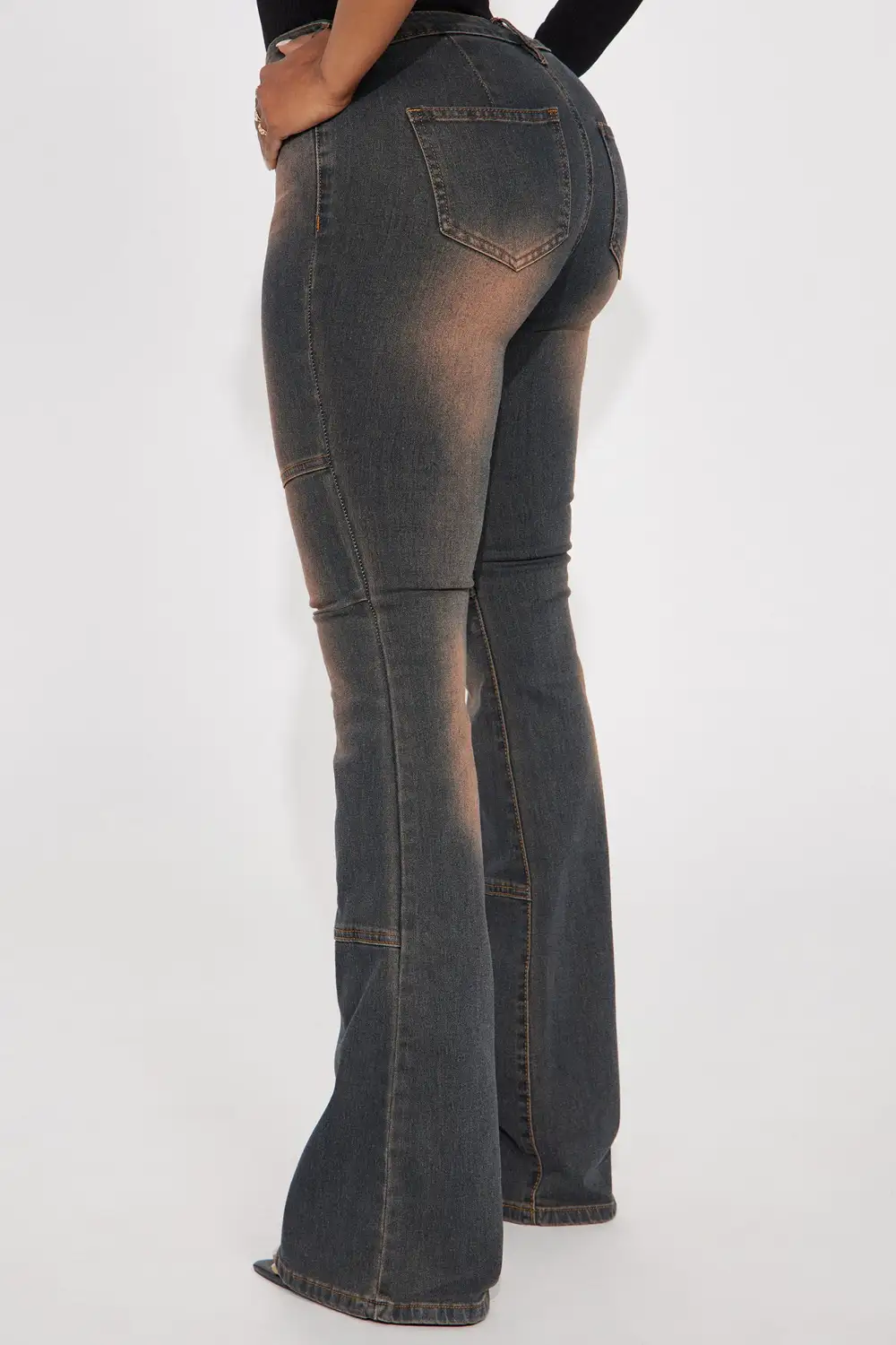 Okay Bestie Tinted Stretch Flare Jeans - Dark Wash