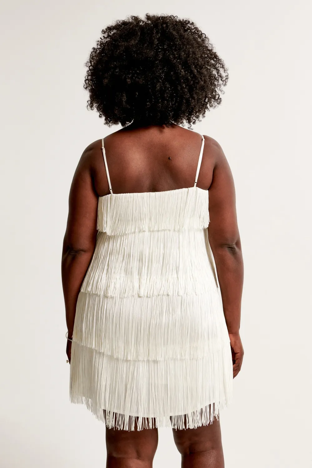 Fringe Mini Dress-White