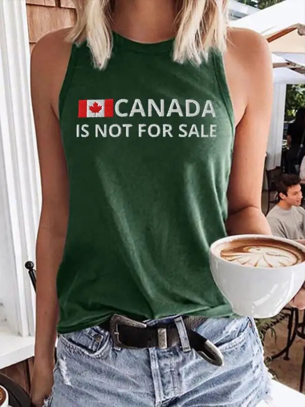 Women's Canada Is Not For Sale Print Crew Neck Tank Top