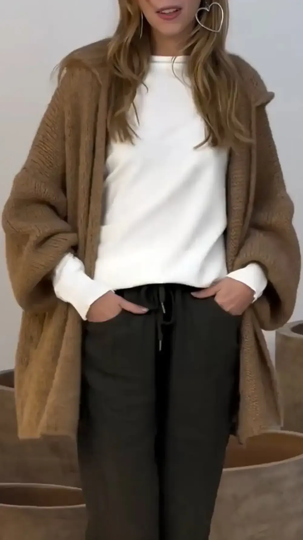 Women's Hooded Long-sleeved Knitted Casual Tops Jacket