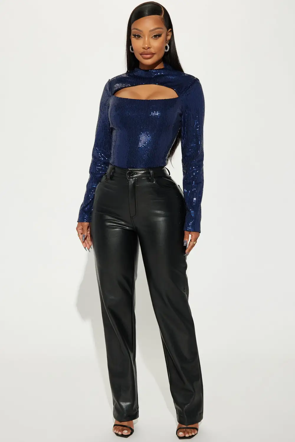 Desired Sequin Bodysuit - Navy