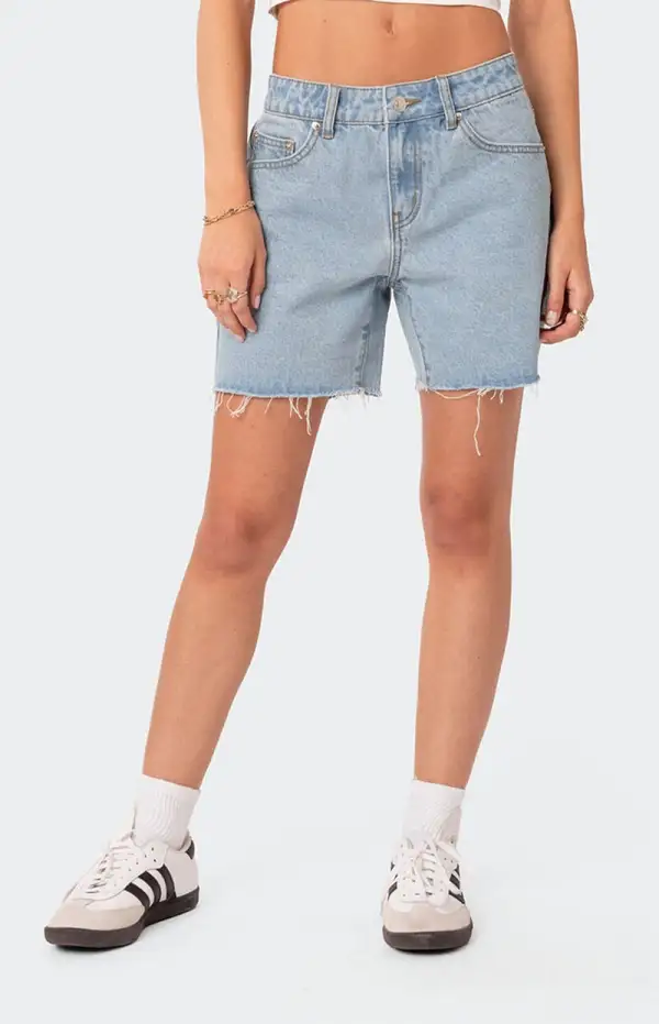 Edikted Tomboy Low Rise Denim Shorts