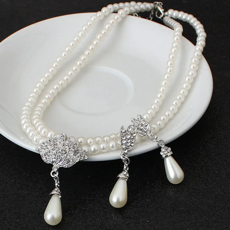 Pearl necklace alloy temperament wedding set
