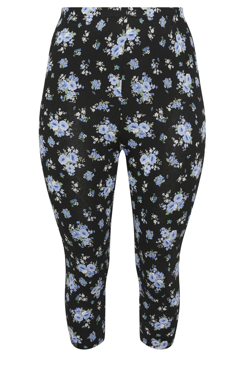 YOURS Curve 2 PACK Black & White Ditsy Floral Print Cropped Leggings