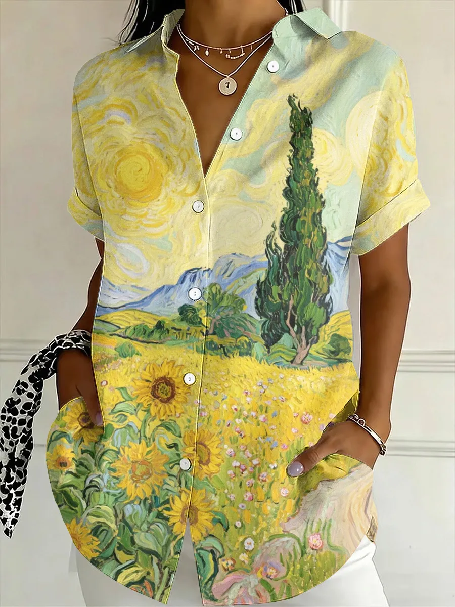Women's Casual Summer Oil Painting Series Shirt
