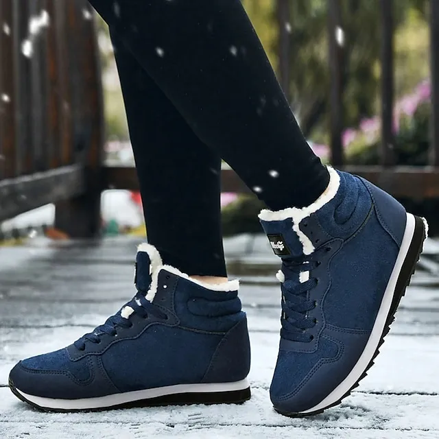 Women's Sneakers Boots Snow Boots Plus Size Comfort Shoes Outdoor Work Daily Flat Heel Round Toe Fashion Sporty Classic Running Walking Faux Suede Lace-up Solid Color