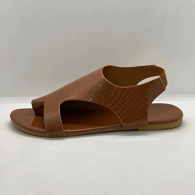 Women's Sandals Flat Sandals Orthopedic Sandals Bunion Sandals Gladiator Sandals Roman Sandals Outdoor Daily Summer Flat Heel Open Toe Vintage Classic Casual Walking Shoes PU Leather PU Loafer Solid