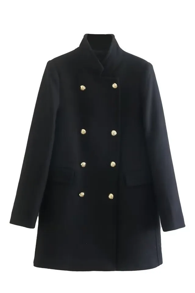 Double Breasted Stand Collar Coat