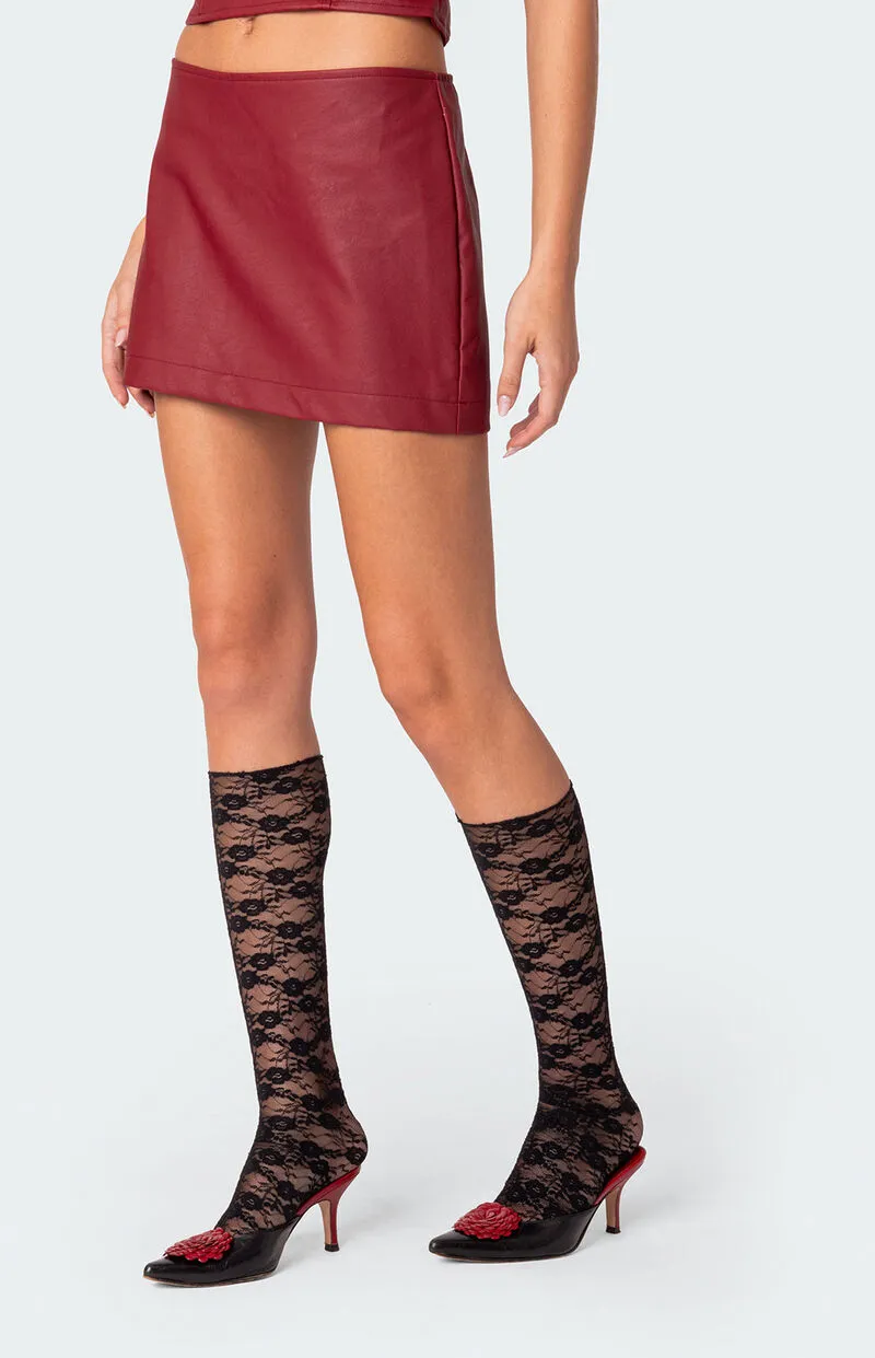 Edikted Aster Faux Leather Mini Skirt