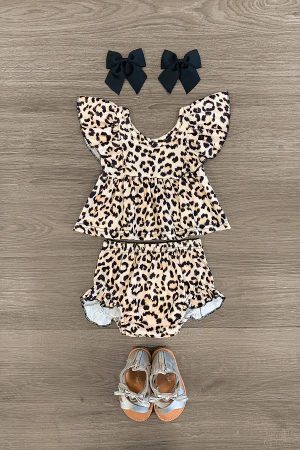 Cheetah Ruffle Baby Bloomer Set