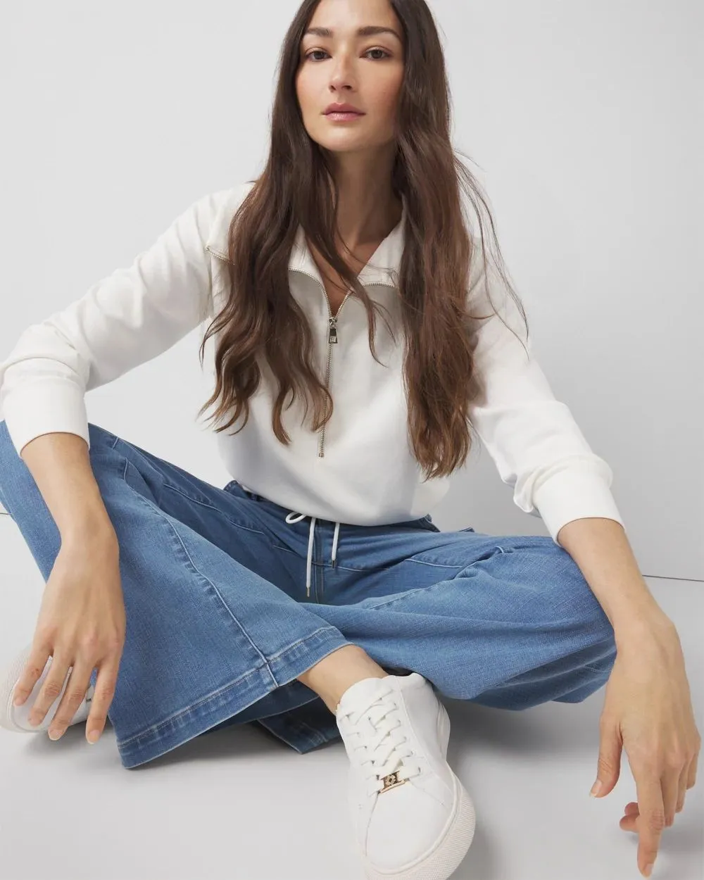 Petite Mock Neck Half-Zip Pullover