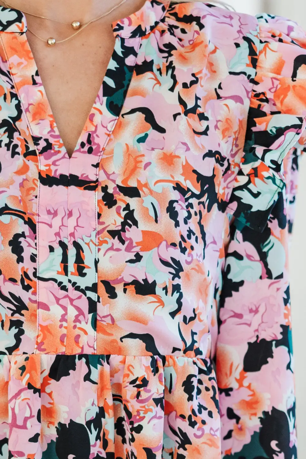 At This Time Fuchsia Pink Floral L/S Dress