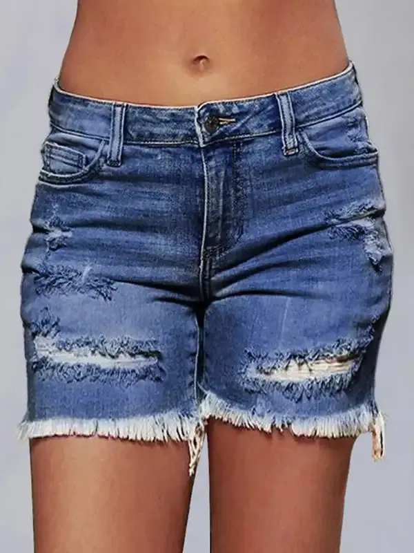 Women's Ripped Hole Frayed Denim Shorts
