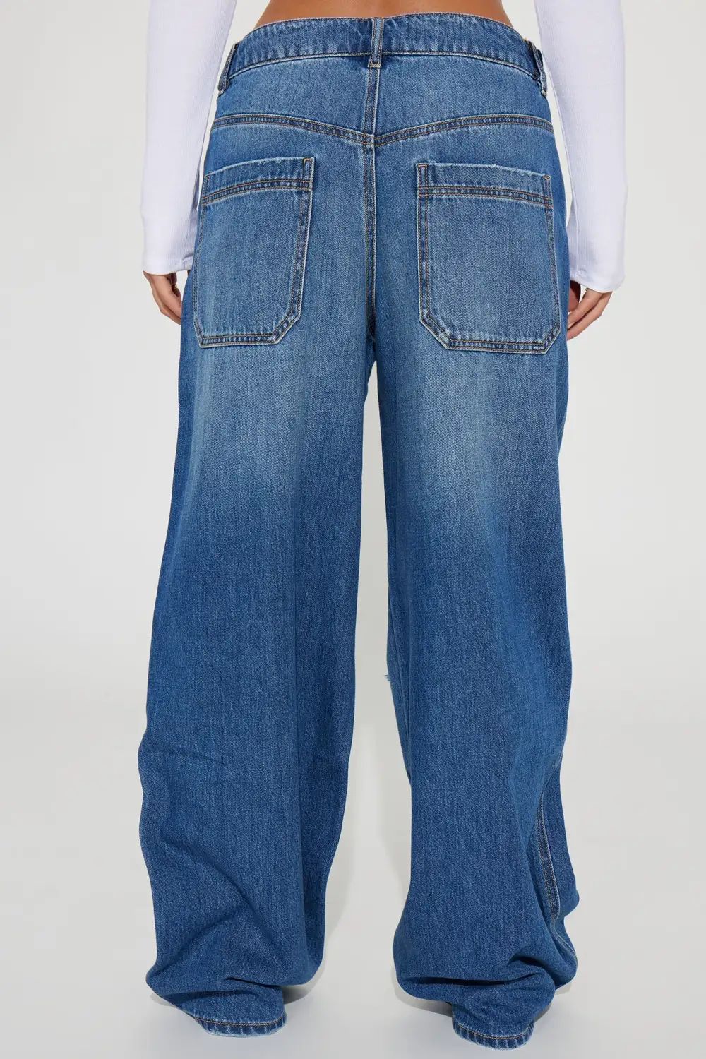 Rosaline Ripped Loose Straight Leg Jeans - Dark Wash