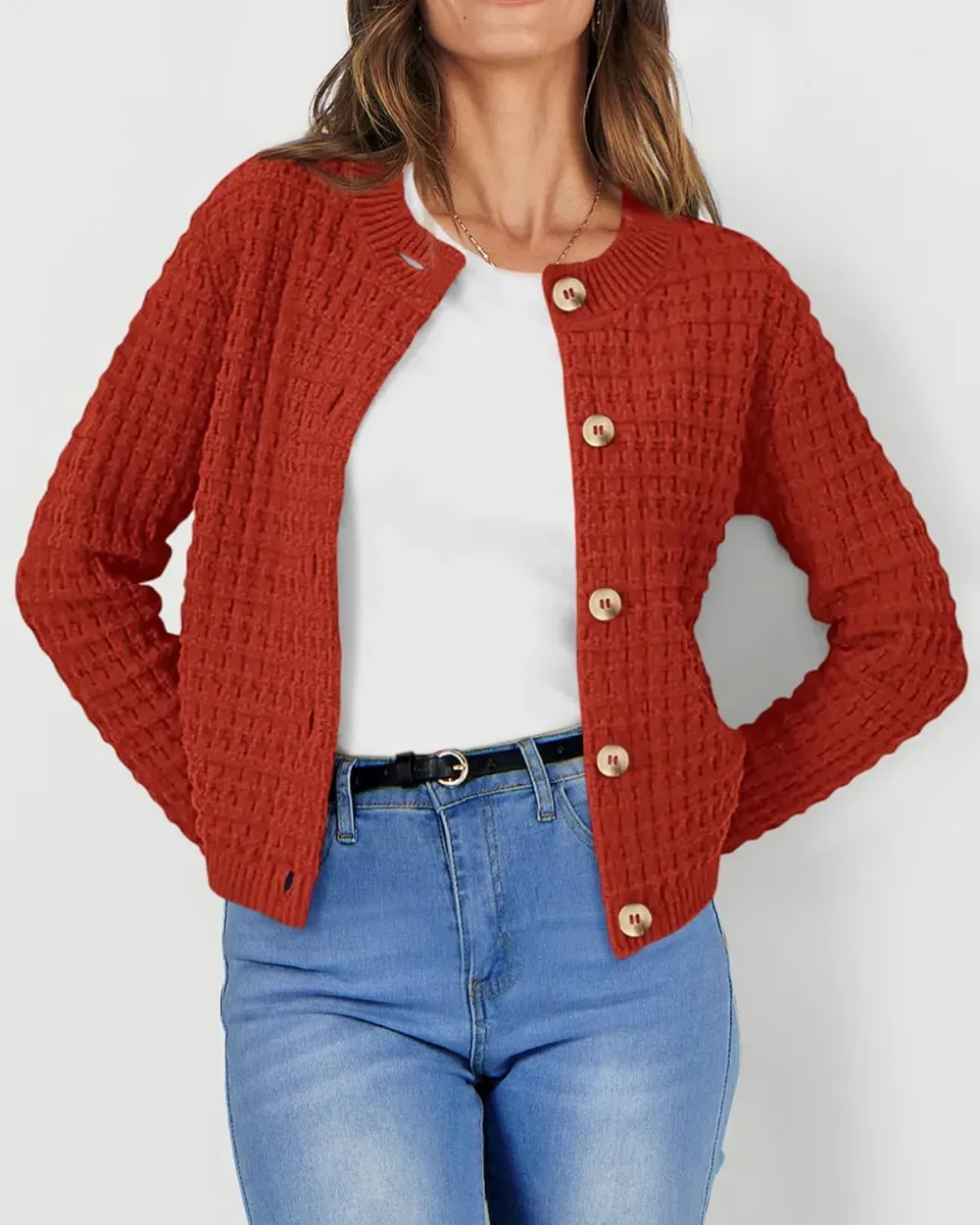 Women's Knit Cardigan Sweaters Casual Long Sleeve Open Front Button Down Trendy Jackets Outerwear