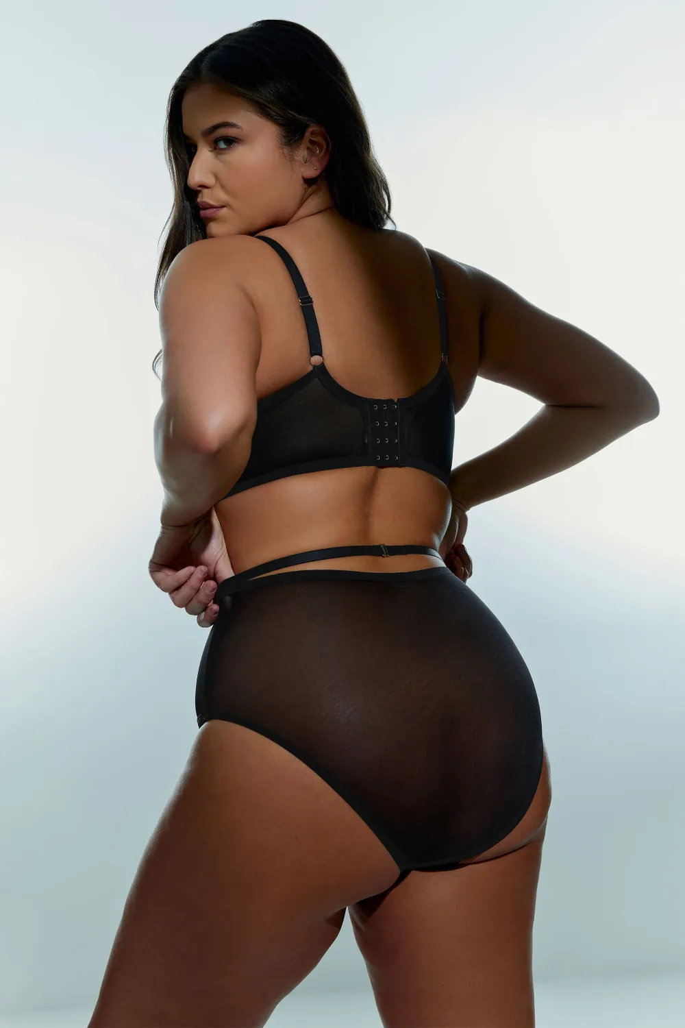 PLAYFUL PROMISES Eddie Black Mesh Crossover Balcony Bra