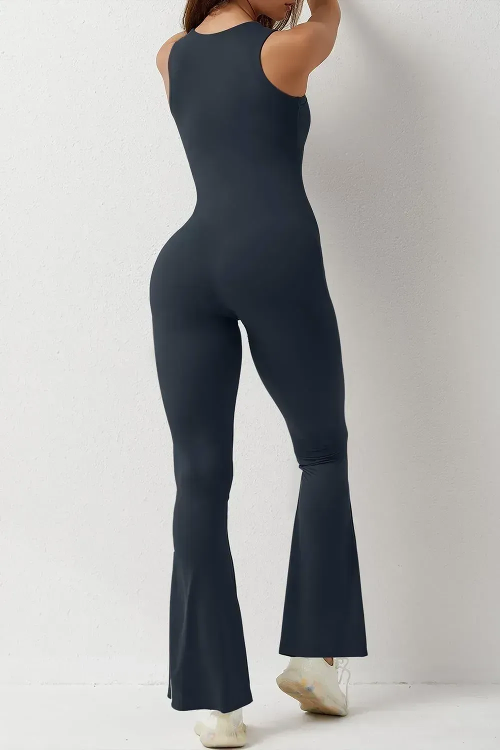 Flare Jumpsuits for Women Strappy Square Neck Bodycon Full Length Long Pants Casual Playsuit