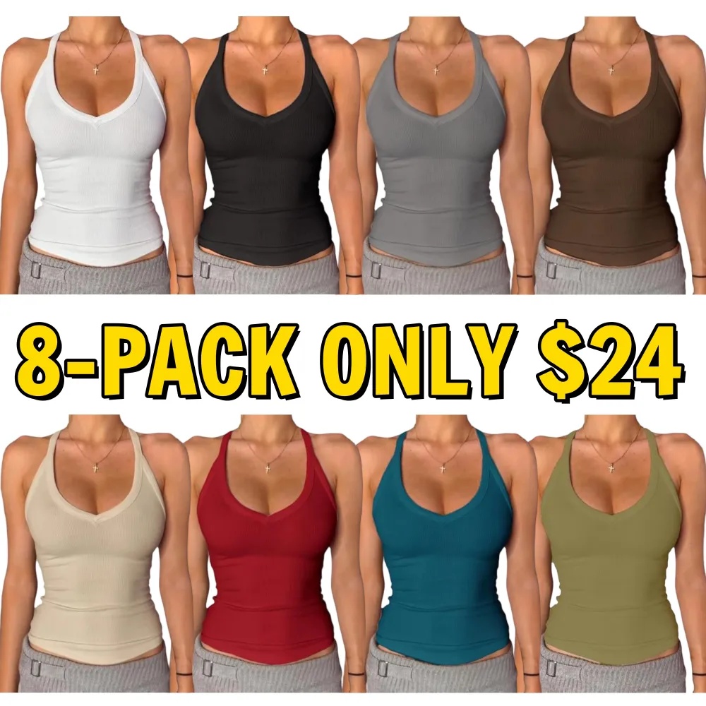 V Neck Racer Back Tank Top