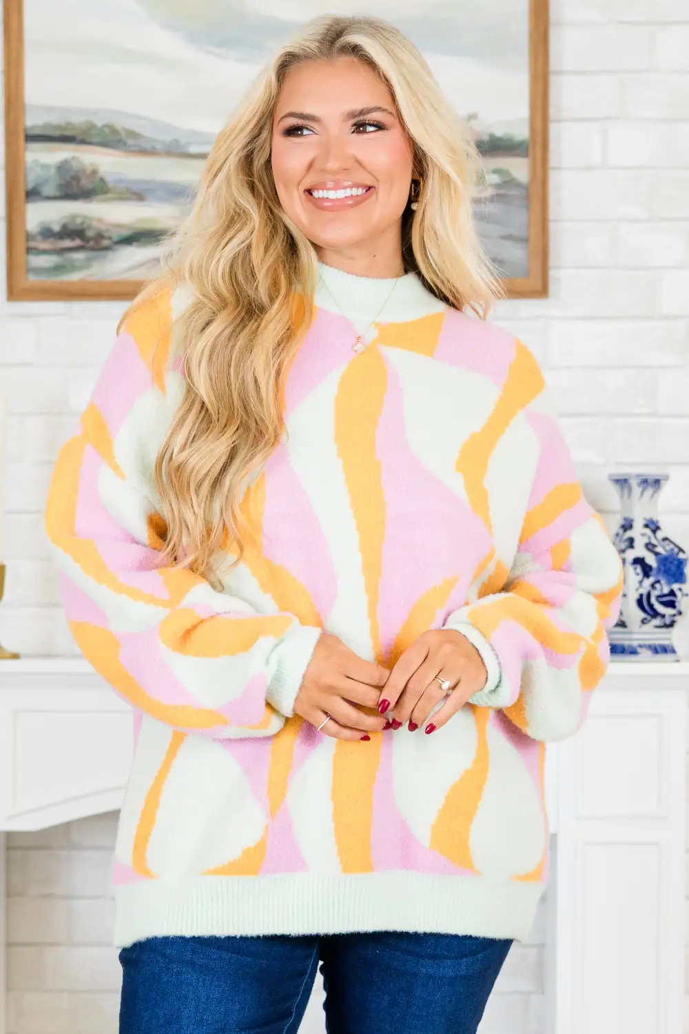 Hug Me Sweater, Orange Multi