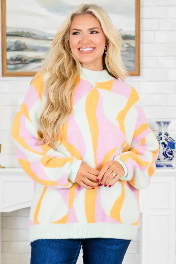 Hug Me Sweater, Orange Multi