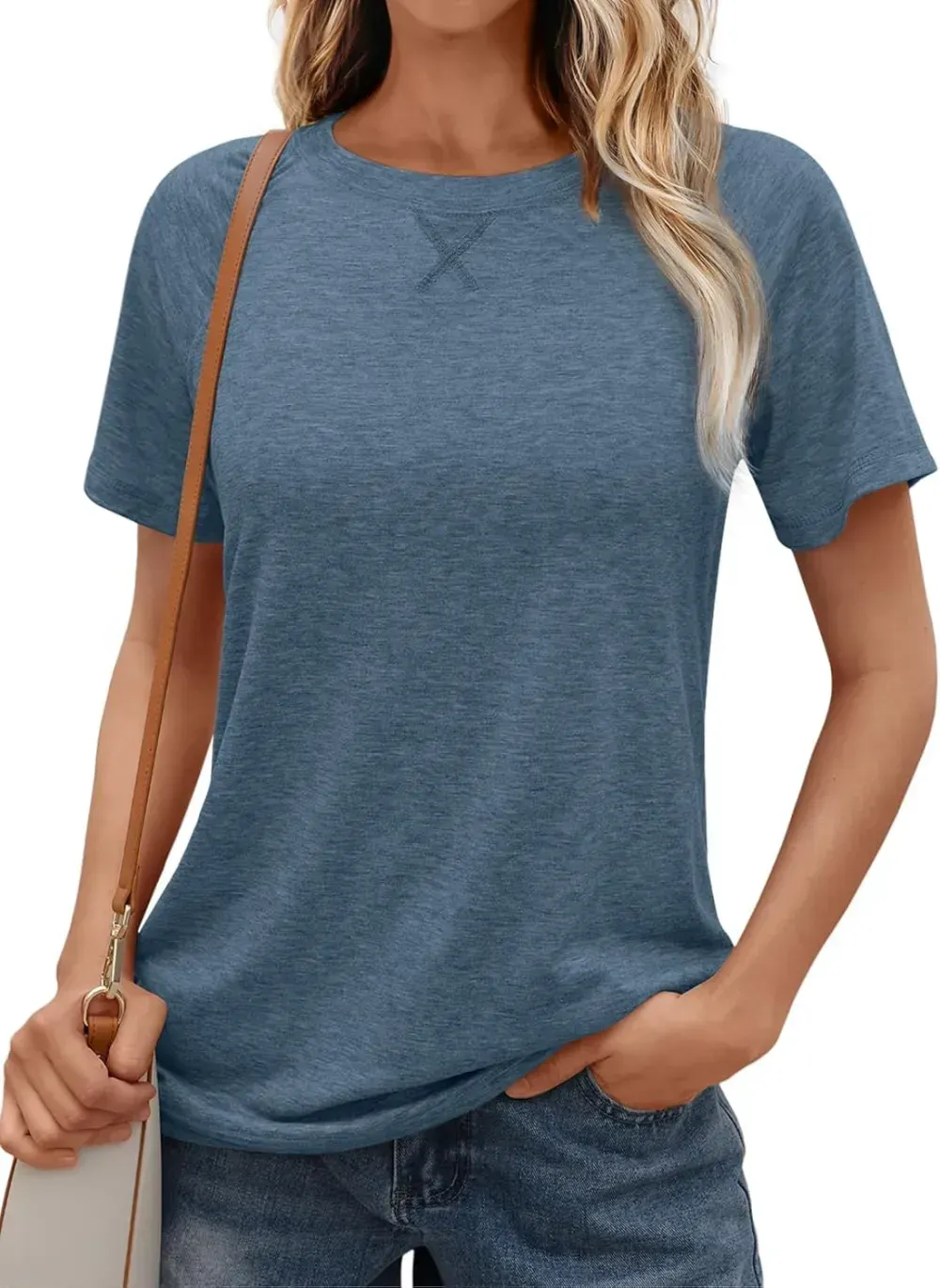 AUTOMET T Shirts Short Sleeve Crewneck Tees for Women Trendy Lightweight Soft Casual Summer Tops Clothes 2024
