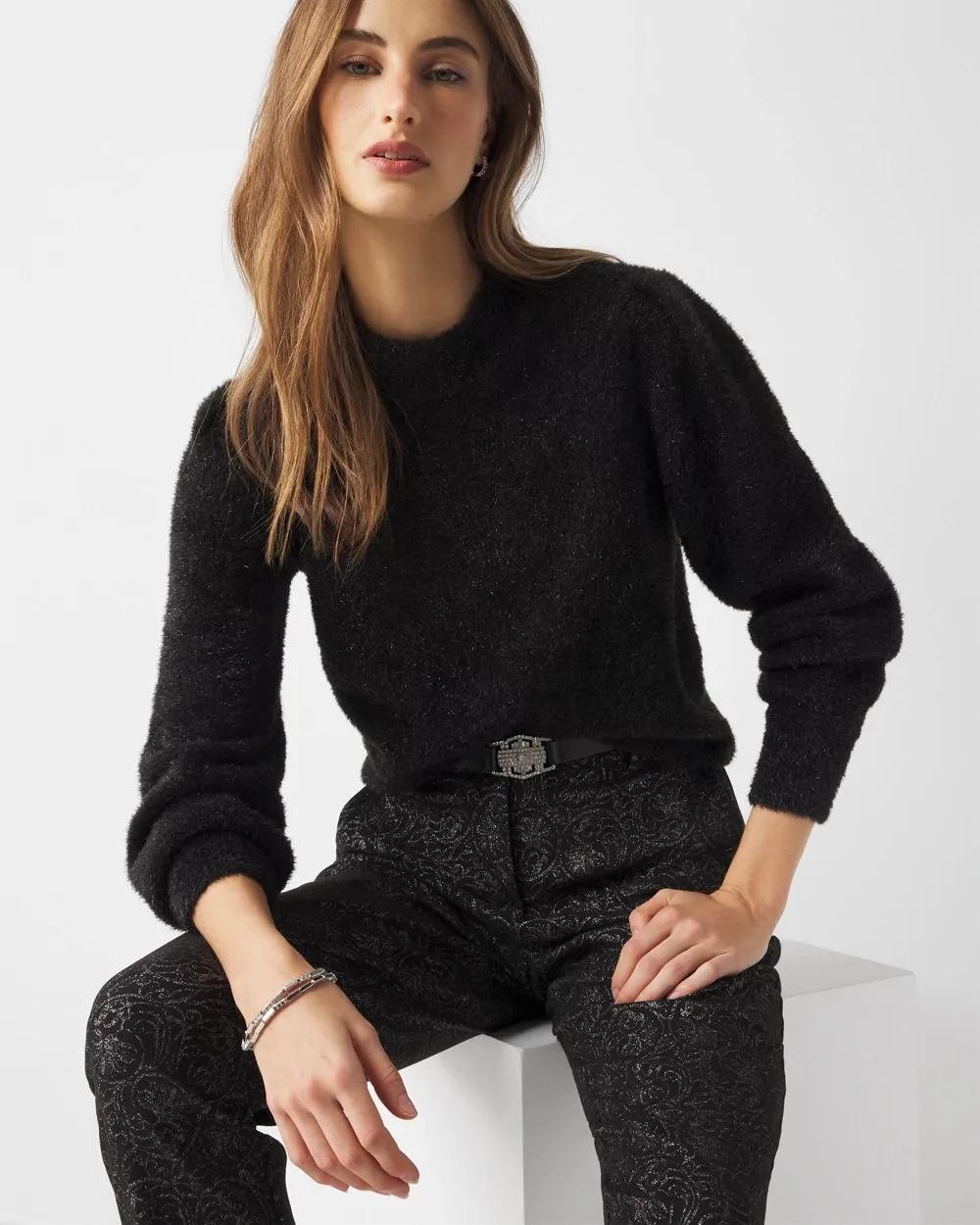 Petite Tinsel Trim Sweater