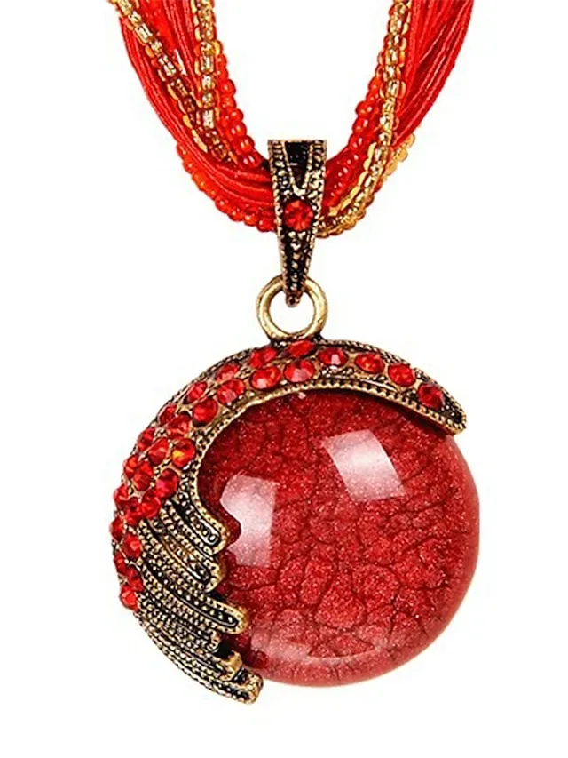 Women's Bohemian Necklace Vintage Sweater Chain Ethnic Style Rice Beads Woven Archaistic Outdoor Geometry Necklace