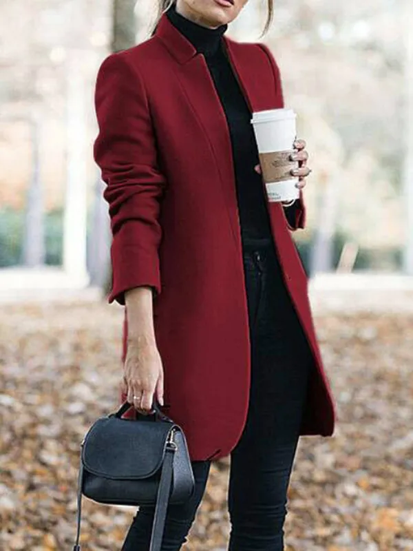 Women Plain Loose Casual Coat