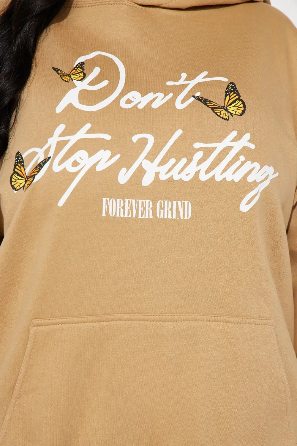 Don't Stop Hustling Hoodie - Taupe
