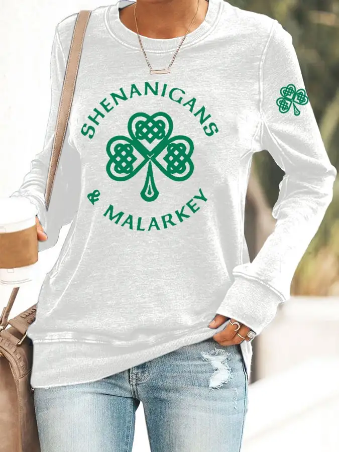 Women's St. Patrick's Day Shenanigans And Malarkey Print Sweatshirt