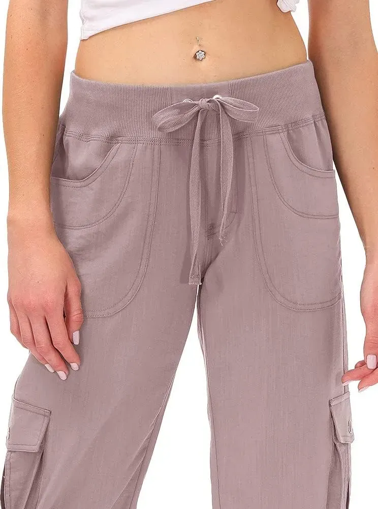 MoFiz Womens Capris with Pockets Loose Fit Casual Capri Pants Dressy Lightweight Ladies Baggy Cargo Pants for Hiking