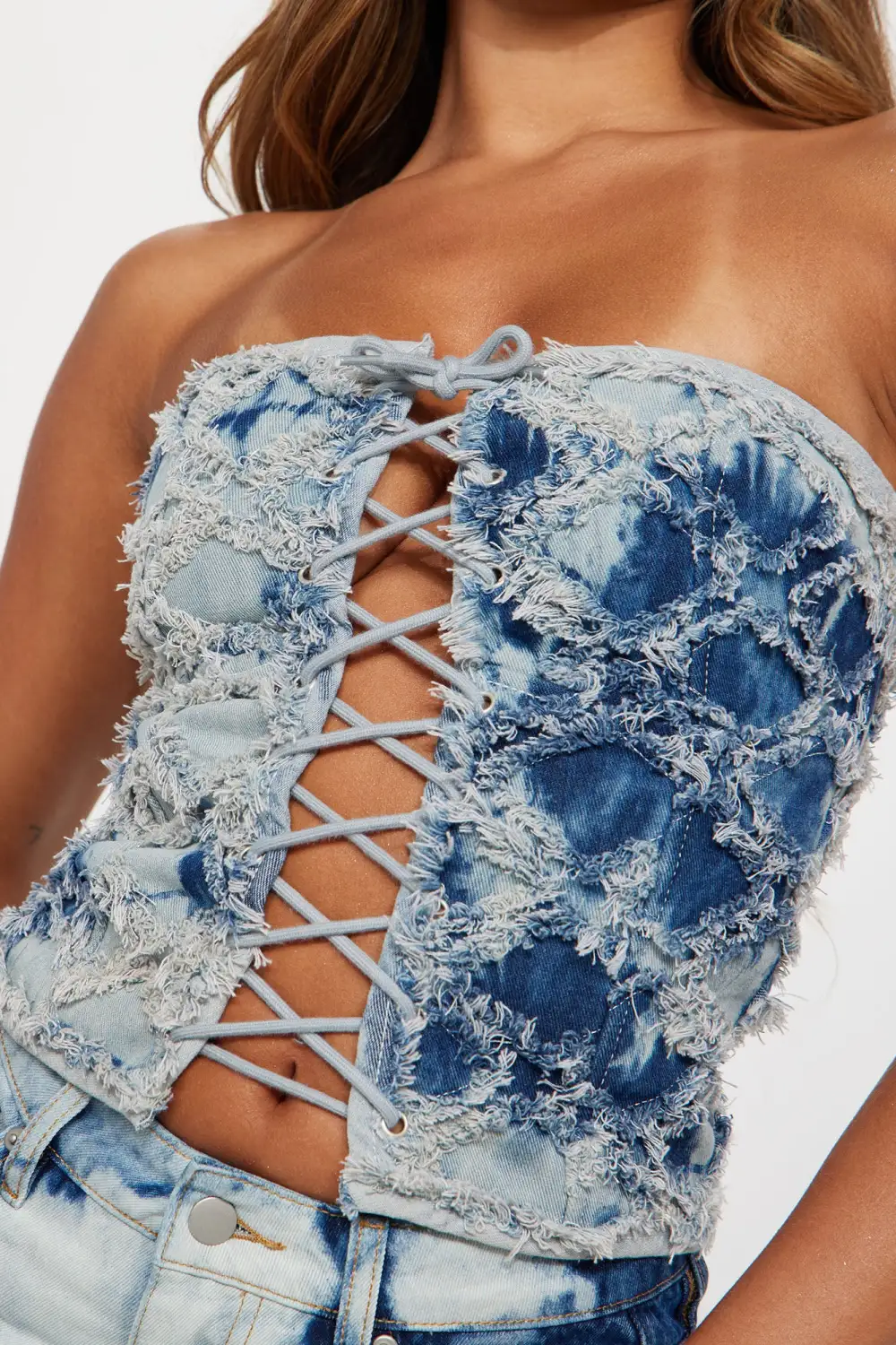 Figure Me Out Denim Top - Light Blue Wash