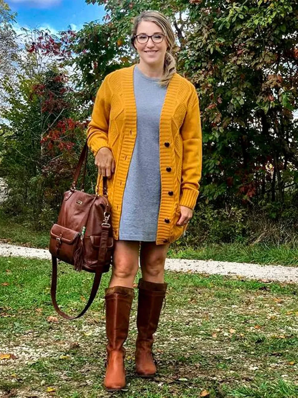 Womens Long Sleeve Open Front Buttons Cable Knit Pocket Sweater Cardigan