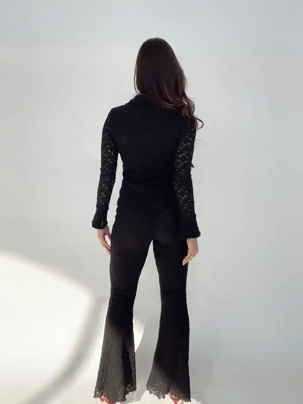 Floral Lace Flared Pants