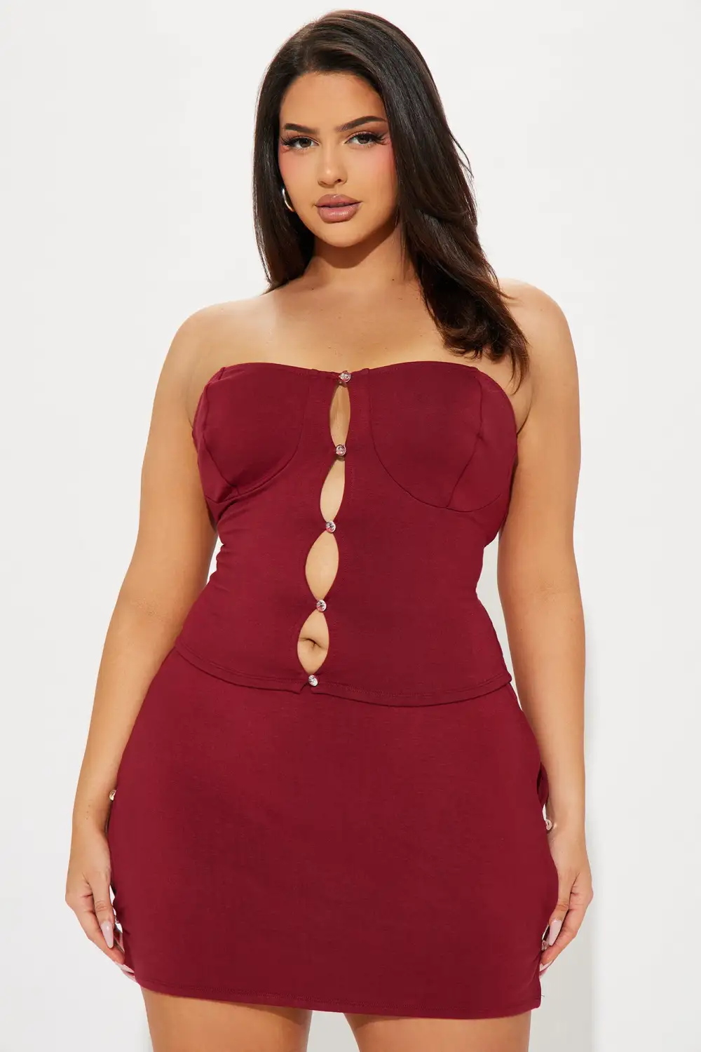 Gemma Micro Mini Skirt Set - Burgundy