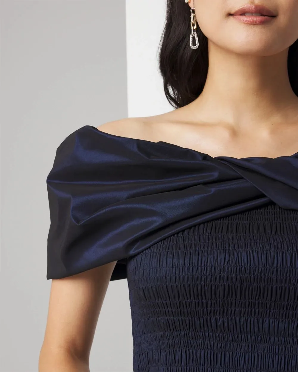 Petite Off-the-Shoulder Taffeta Bustier