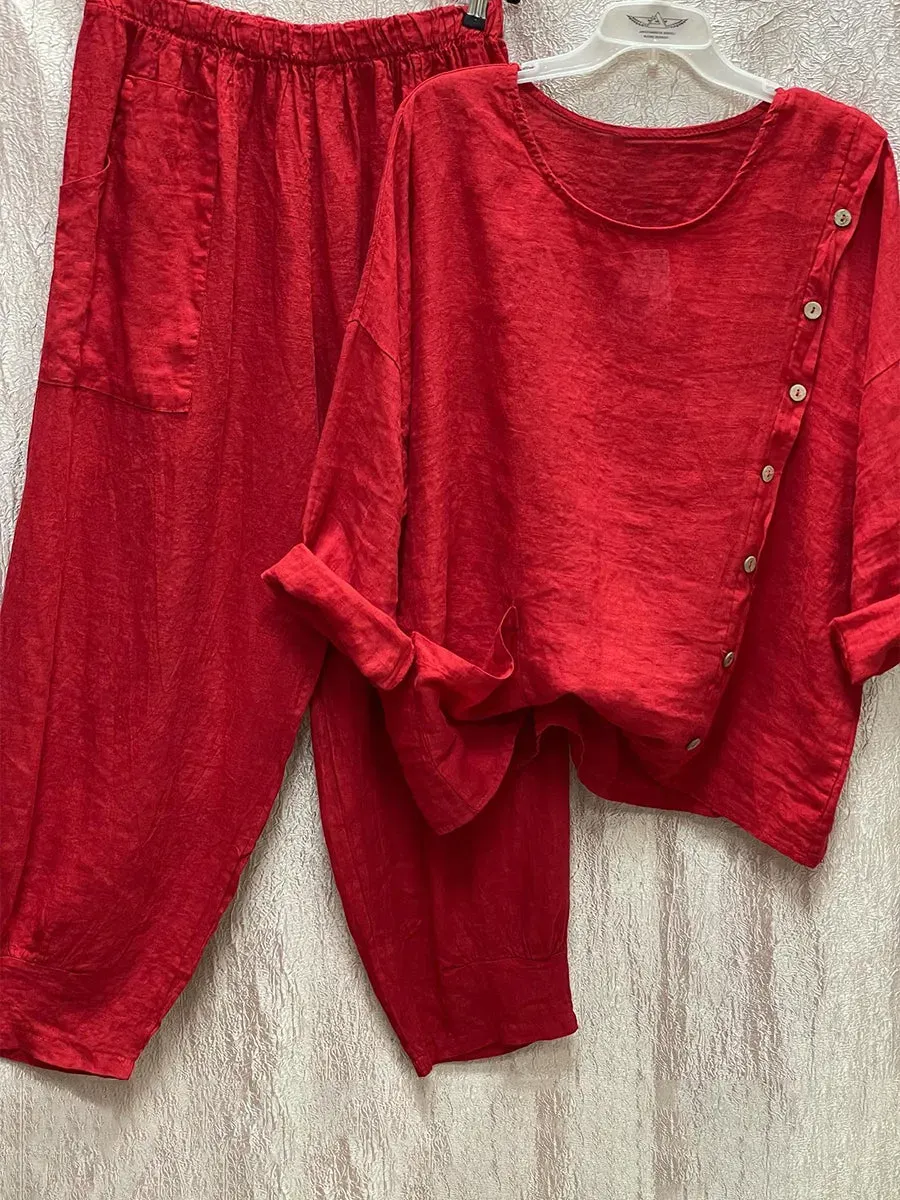 Women Casual Solid Color Two-piece Set