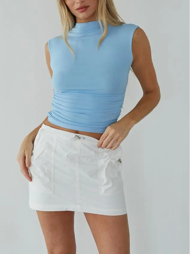 Taylor Ruched High Neck Tank Top