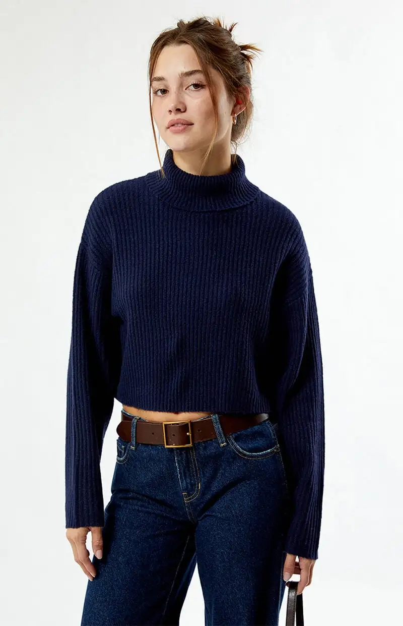 LA Hearts Easy Cropped Turtleneck Sweater