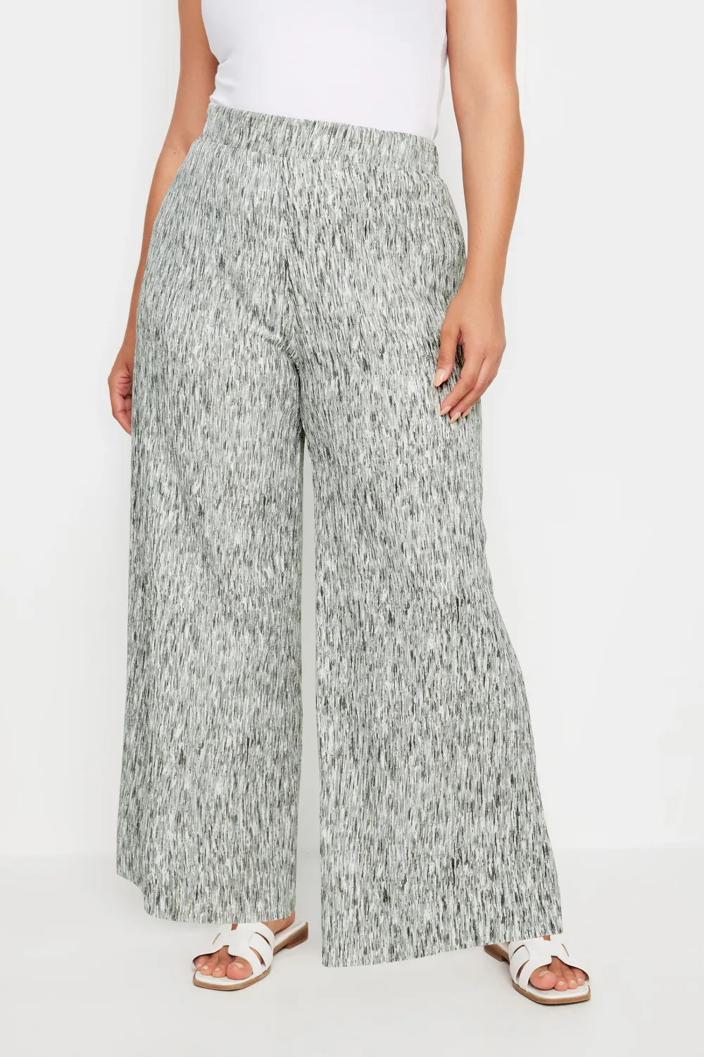 YOURS Curve Natural Brown Textured Wide Leg Trousers