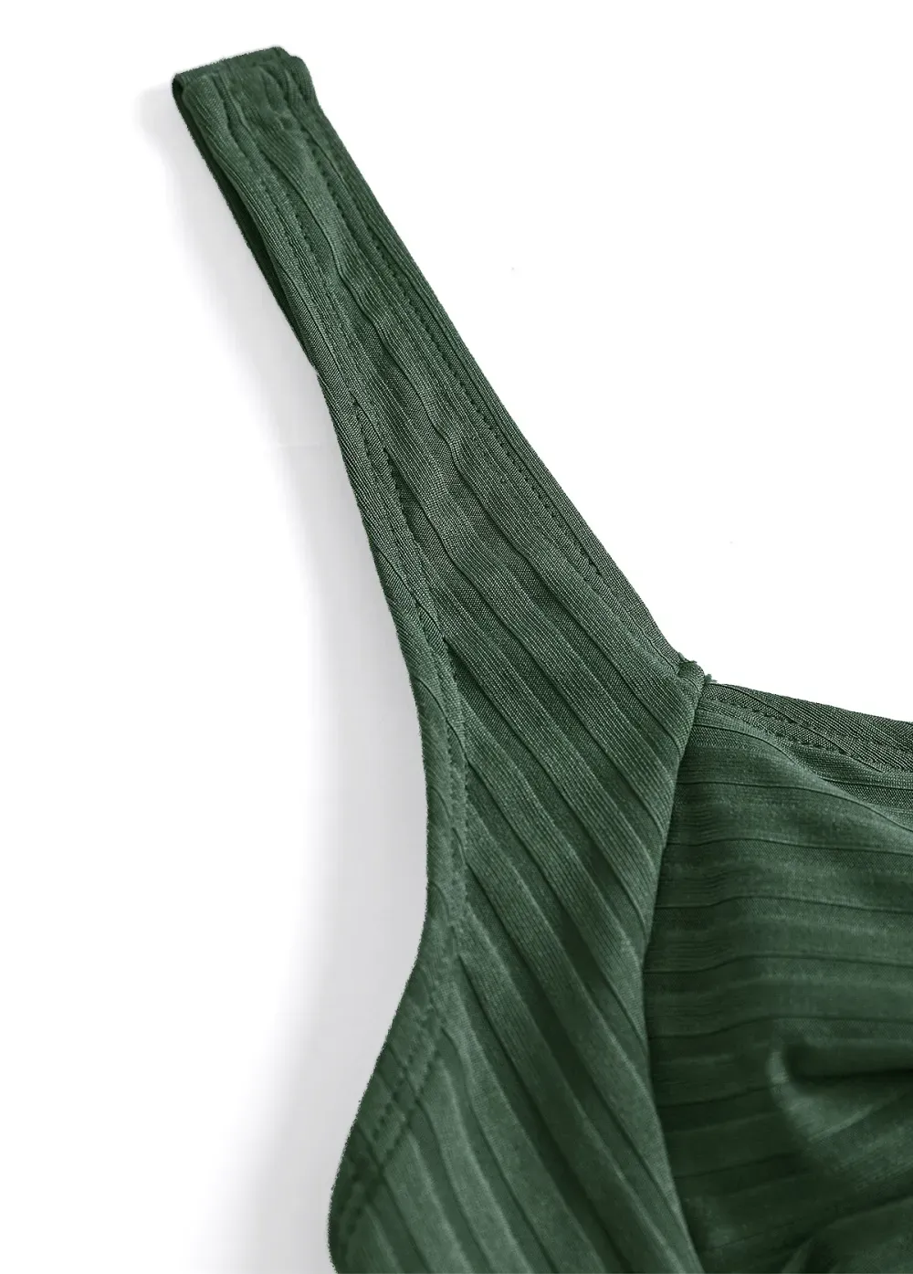 Surplice Tropical Plants Print Olive Green Tankini Set